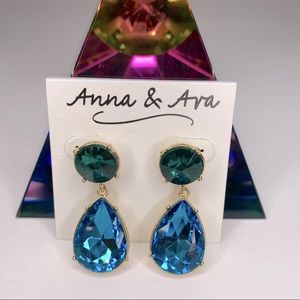 Anna & Ava Chandelier Jeweled Green/Blue Earrings